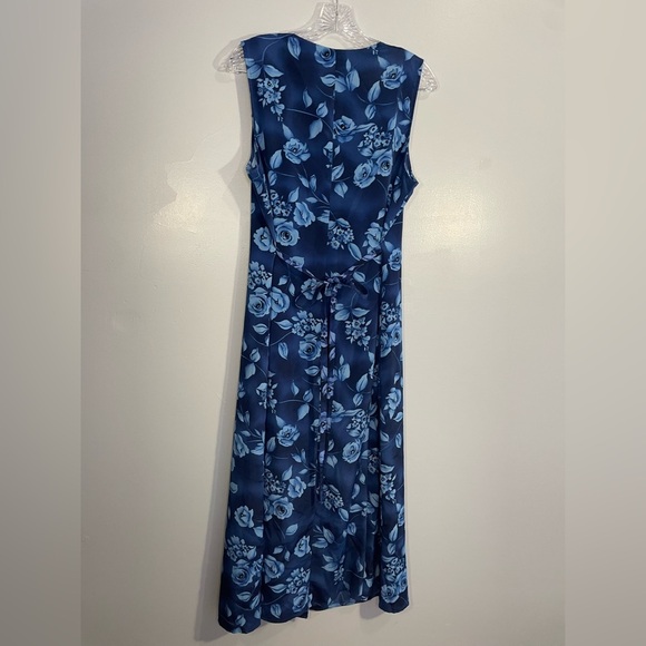 Vintage Expressions Sleeveless Button Front Tie Back Floral Blue Size 16W Maxi - Picture 9 of 16